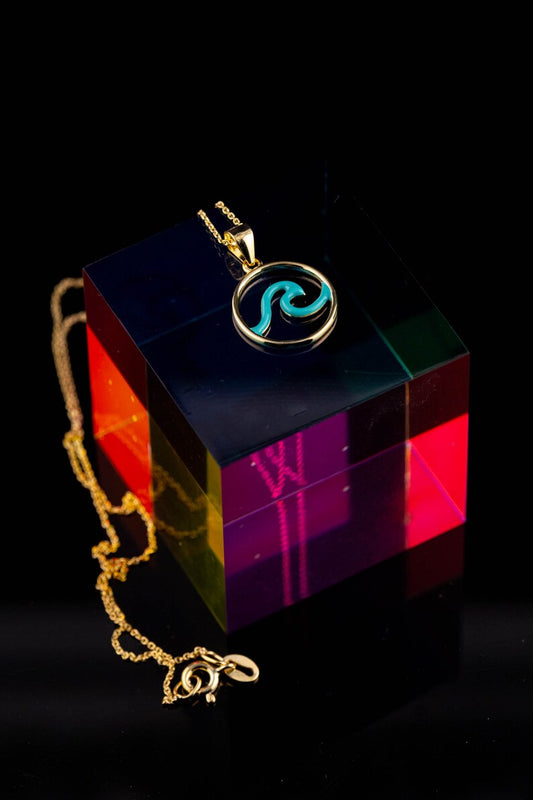 Blue Wave Circle Pendant Necklace | 925 Silver - YuuJewels