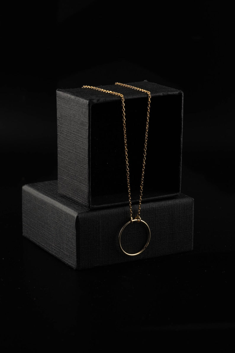 Gold Circle Necklace | 925 Silver - YuuJewels