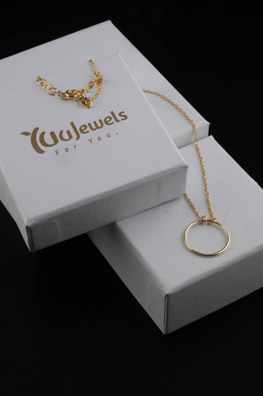 Gold Circle Necklace | 925 Silver - YuuJewels