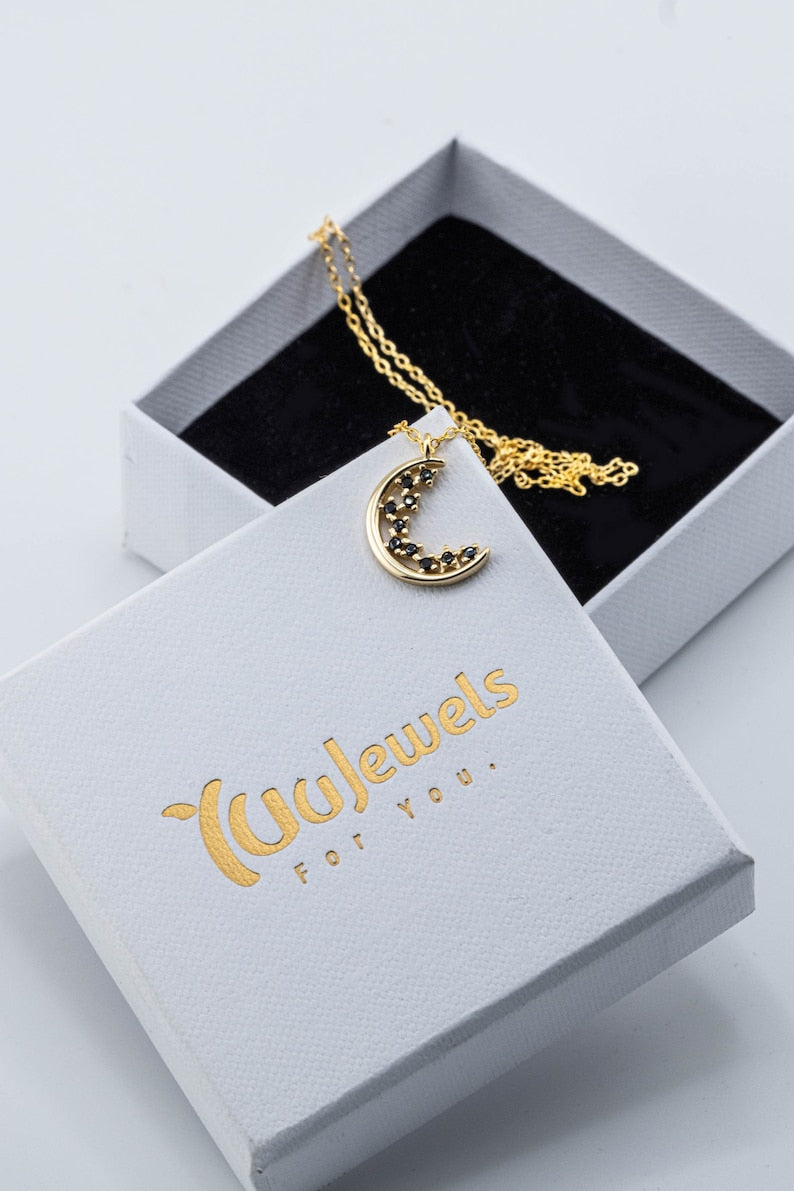 Moon Phase with Zirconia Necklace | 925 Silver - YuuJewels