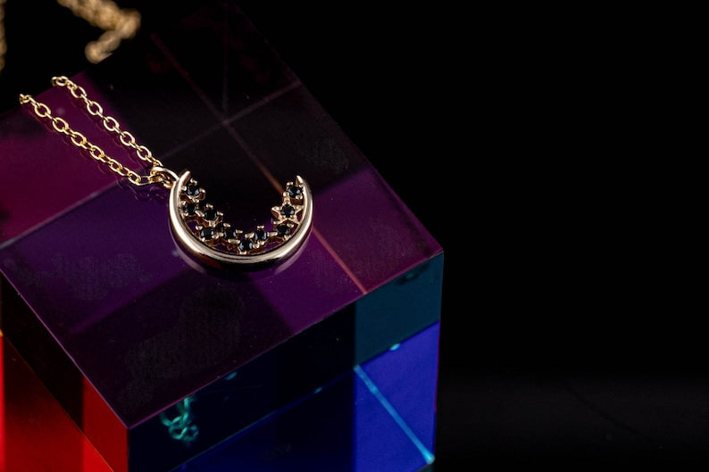Moon Phase with Zirconia Necklace | 925 Silver - YuuJewels