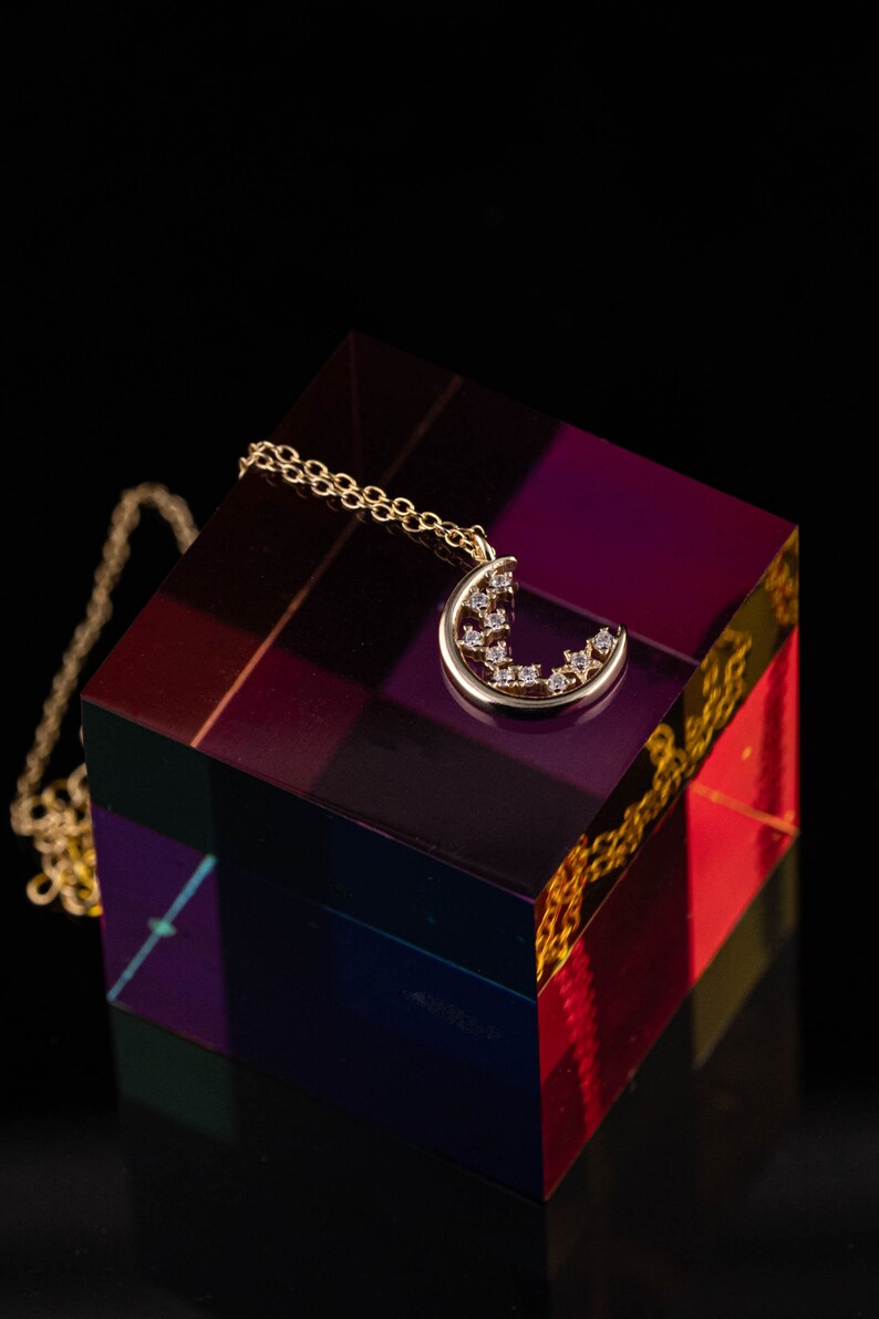 Moon Phase with Zirconia Necklace | 925 Silver - YuuJewels