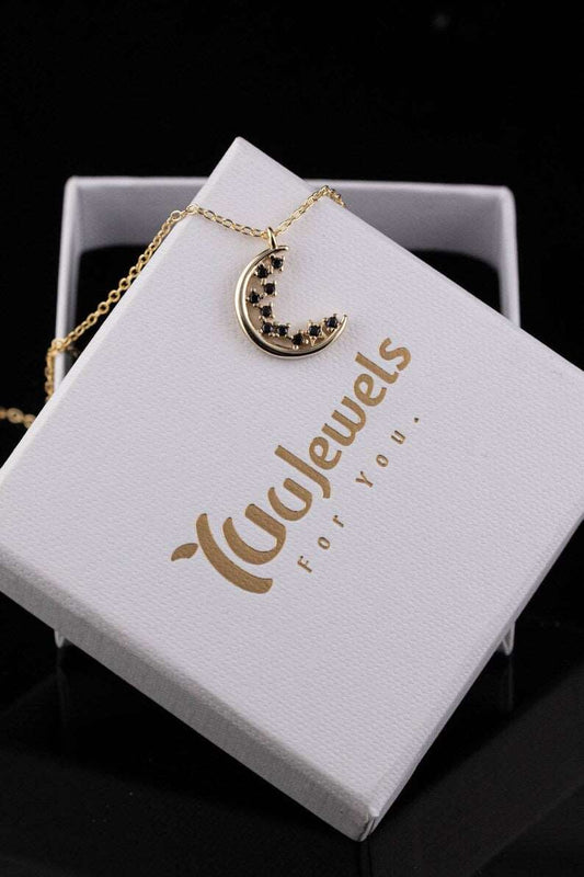 Moon Phase with Zirconia Necklace | 925 Silver - YuuJewels