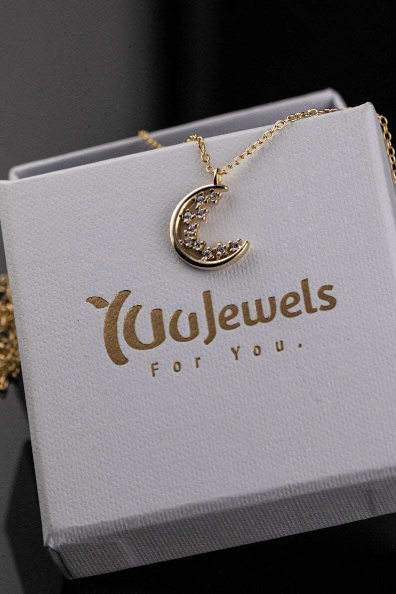Moon Phase with Zirconia Necklace | 925 Silver - YuuJewels