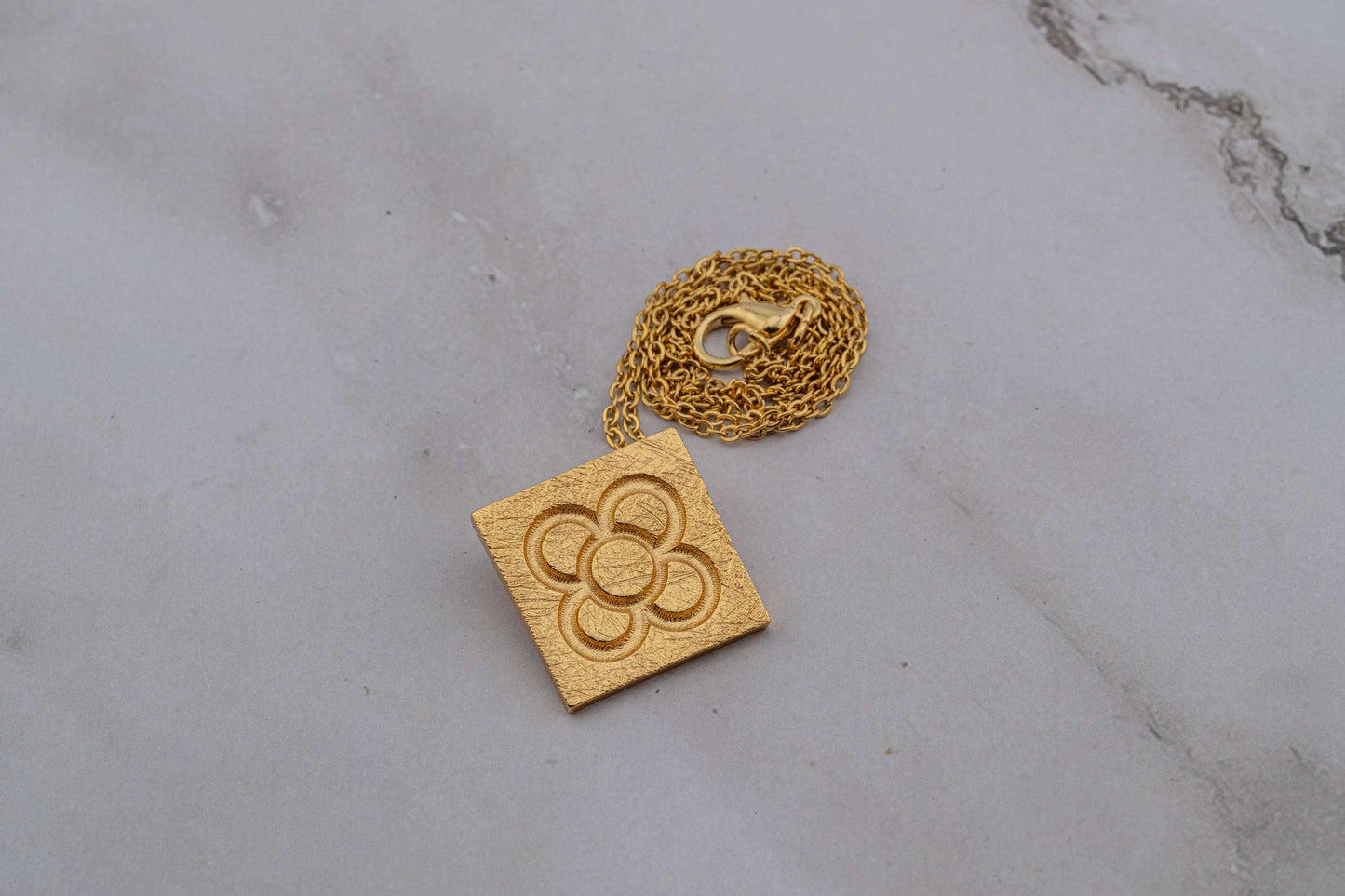 Square Catalan Panot Flower Pendant Necklace - YuuJewels