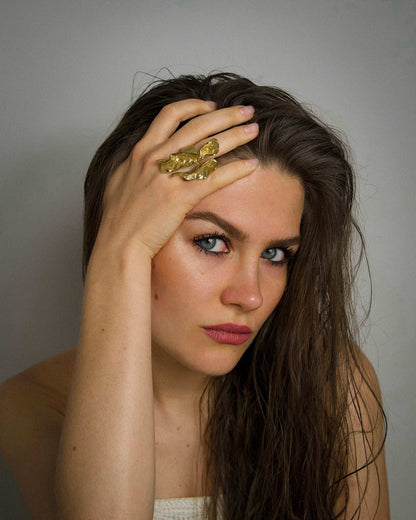 18K Gold Different Waves Ring for Women - YuuJewels 