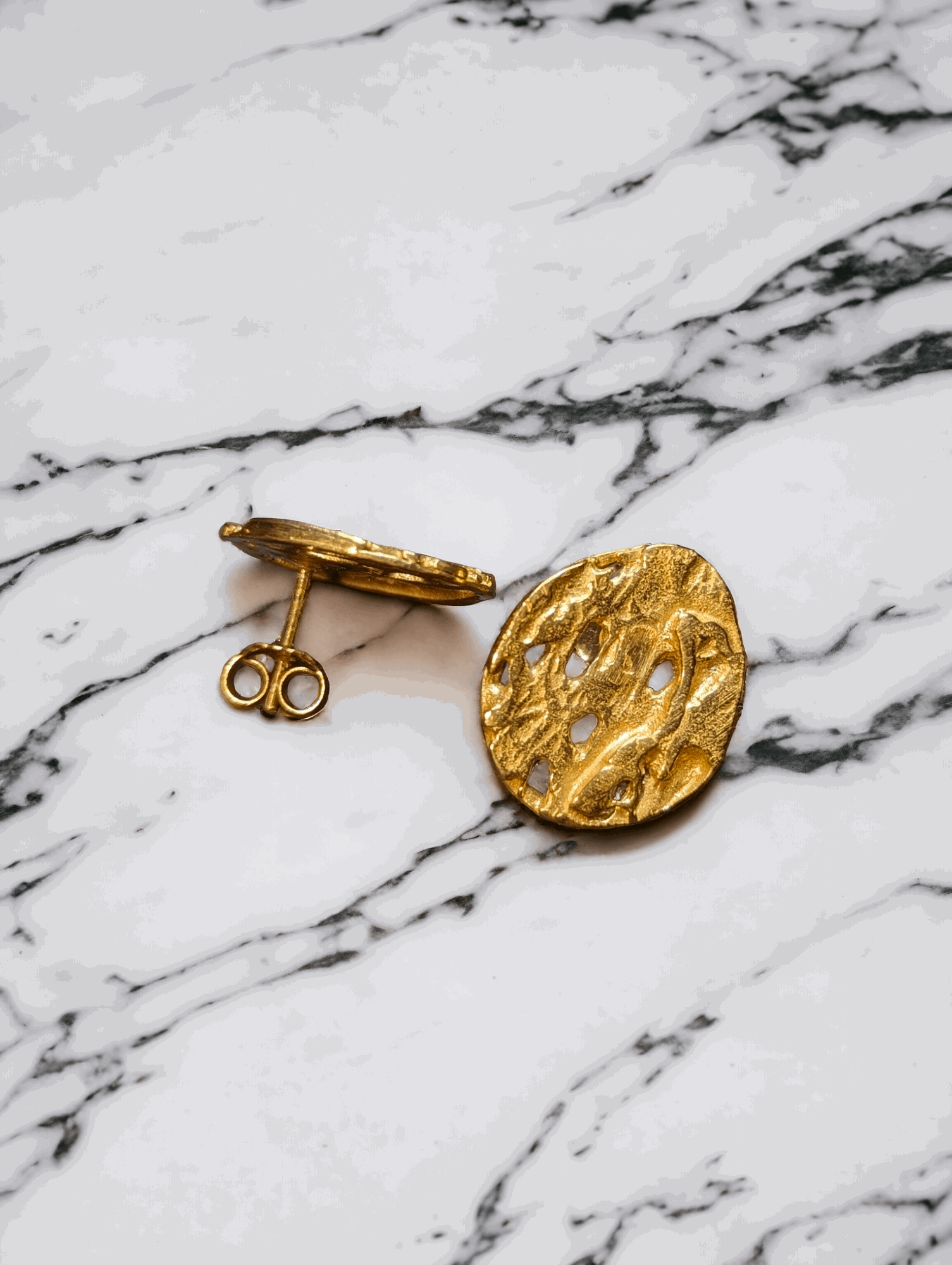 18K Hollow Circle Earrings - YuuJewels 