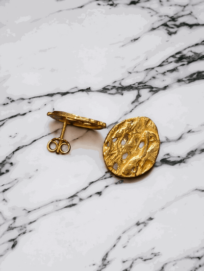 18K Hollow Circle Earrings - YuuJewels 