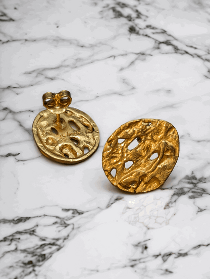 18K Hollow Circle Earrings - YuuJewels 