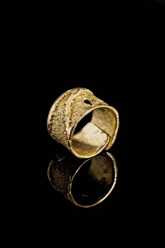18K Gold Textured Ring | 100% Adjustable
