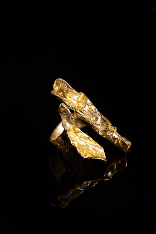 Anillo abierto de oro de 18 quilates | 100% ajustable