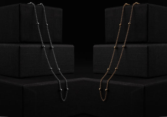 Ball Chain Satellite Necklace 925 Silver | 2 Color Options - YuuJewels 