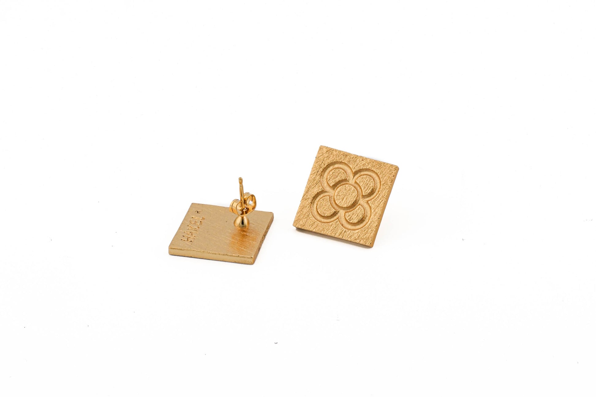 Square Catalan Panot Flower Earrings - Gold or Silver Plated - YuuJewels