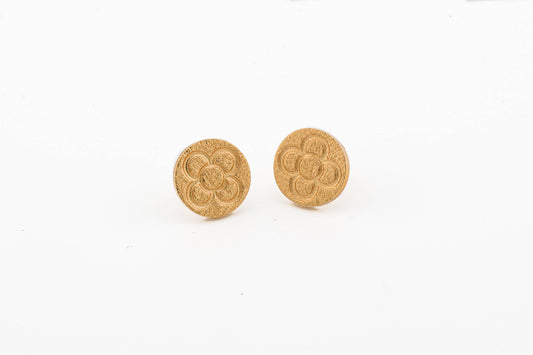 Round Catalan Panot Flower Earrings - Gold or Silver Plated