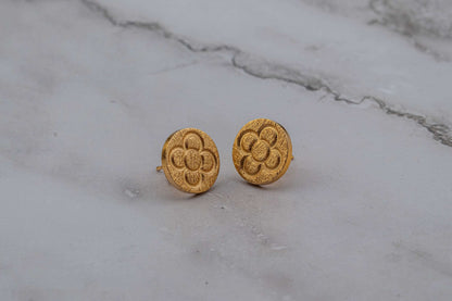 Round Catalan Panot Flower Earrings - Gold or Silver Plated