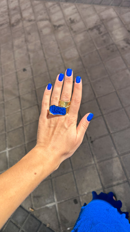 Golden Blue Loop Ring | 100% Adjustable