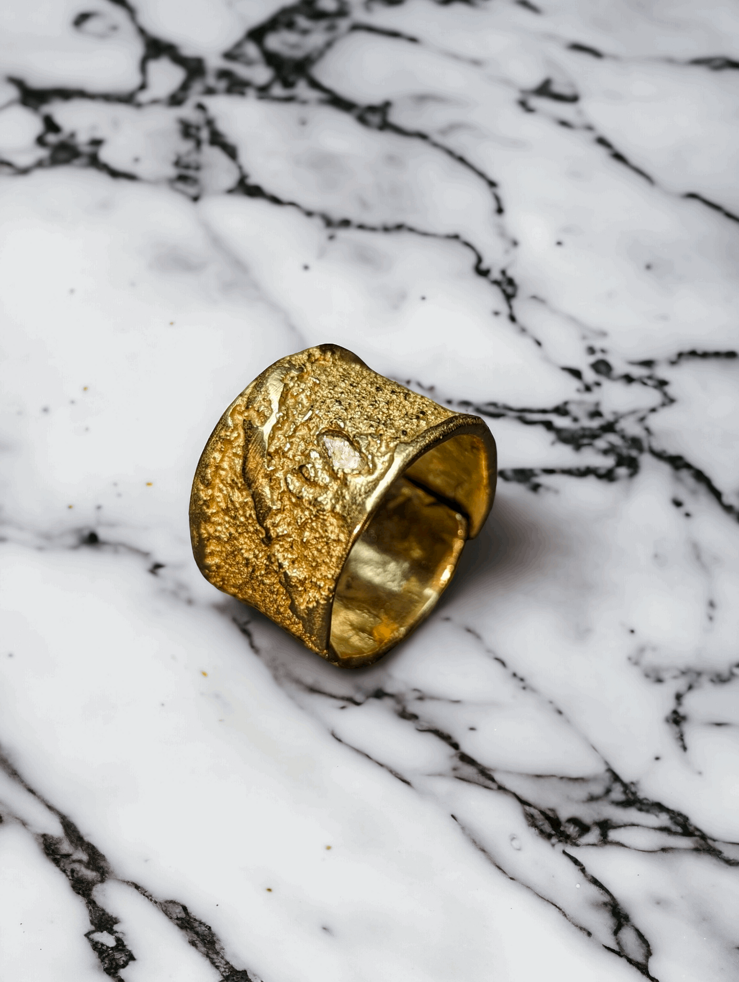 18K Gold Textured Ring | 100% Adjustable