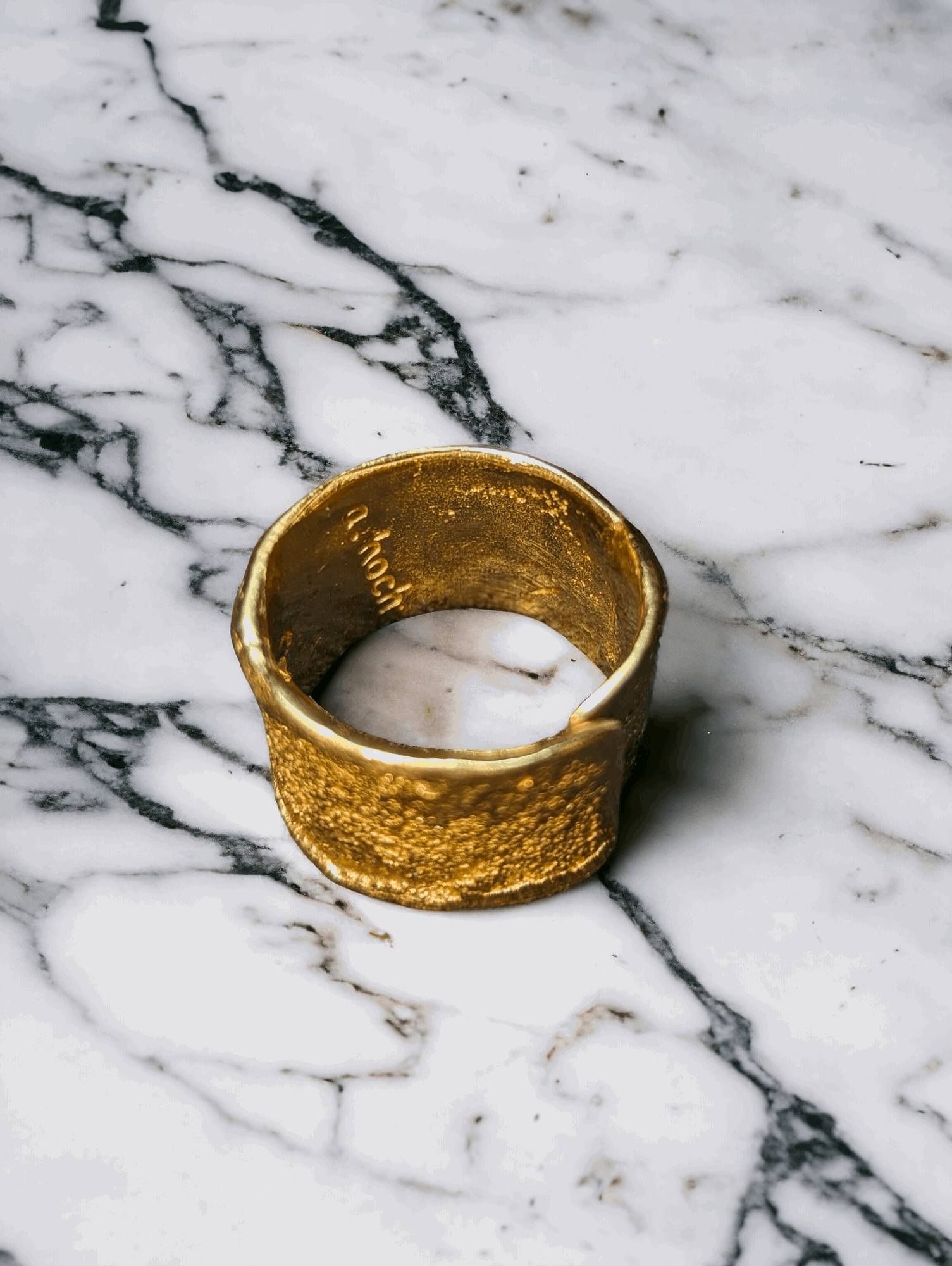 18K Gold Textured Ring | 100% Adjustable