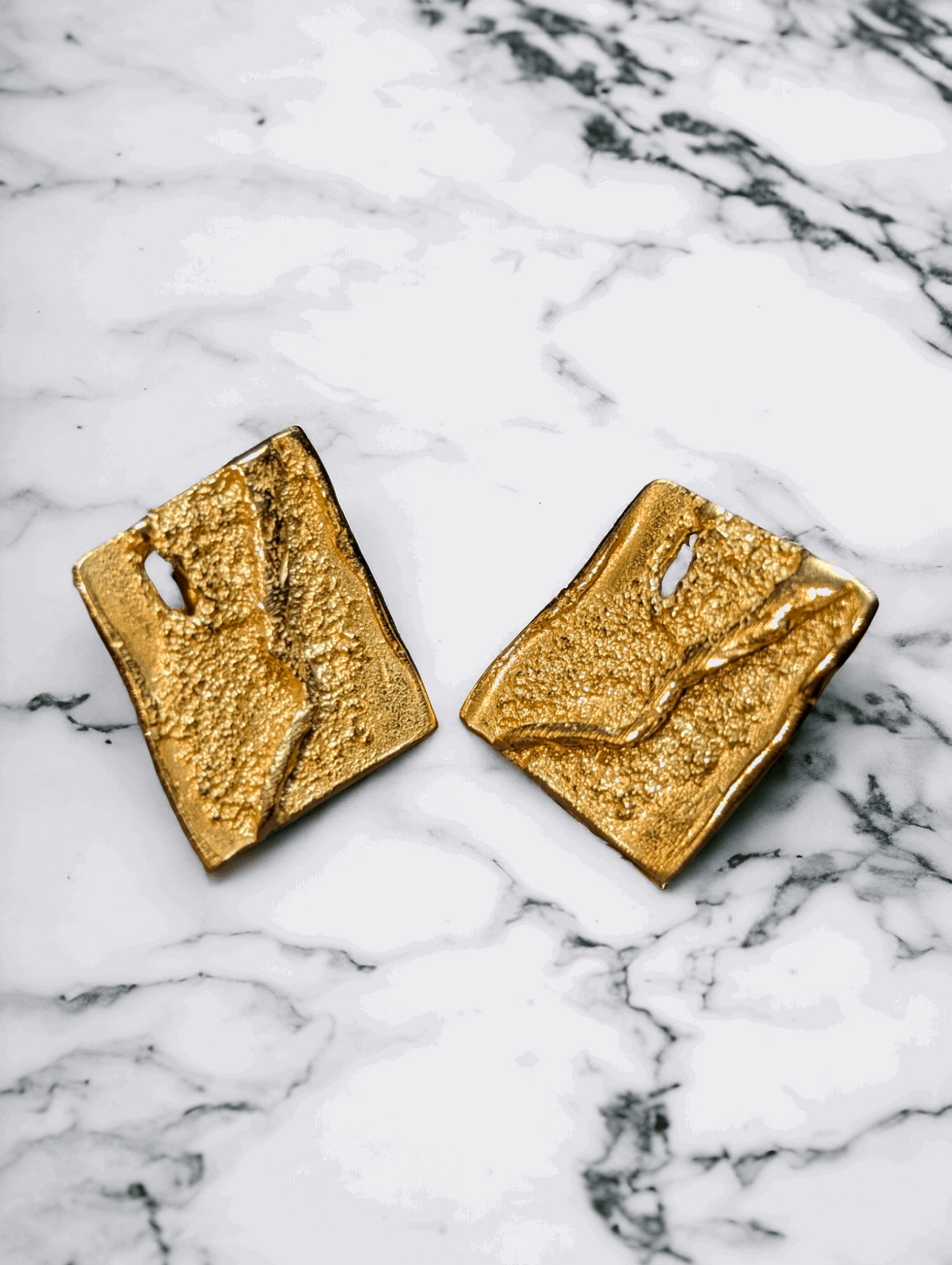 18K Gold Square Earrings