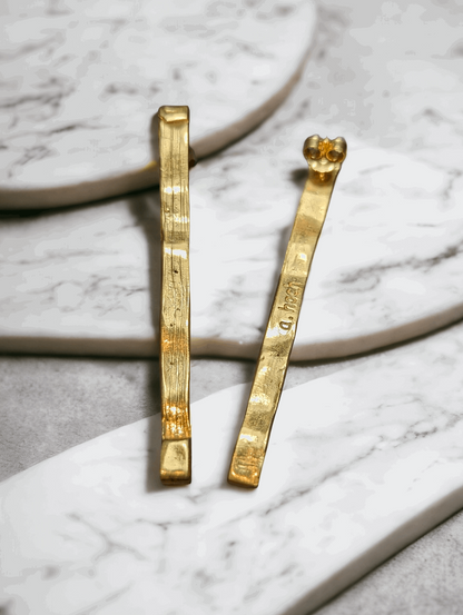 18K Gold Linear Drop Earrings