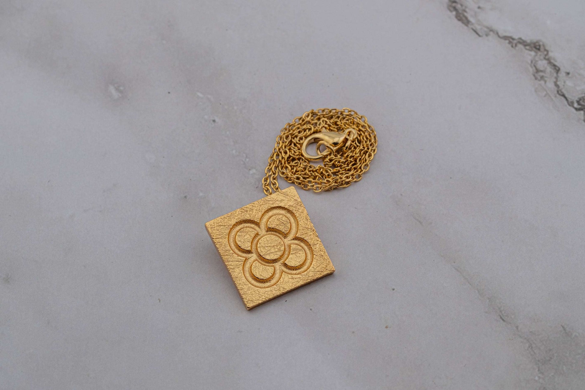 Square Catalan Panot Flower Pendant Necklace - YuuJewels 