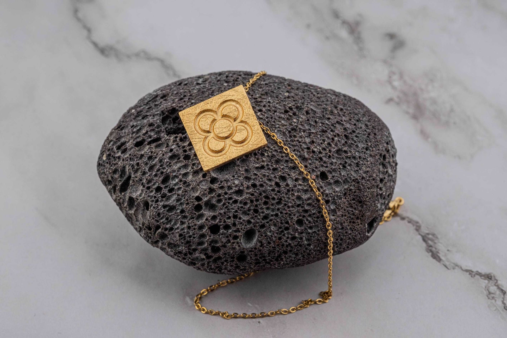 Square Catalan Panot Flower Pendant Necklace - YuuJewels 
