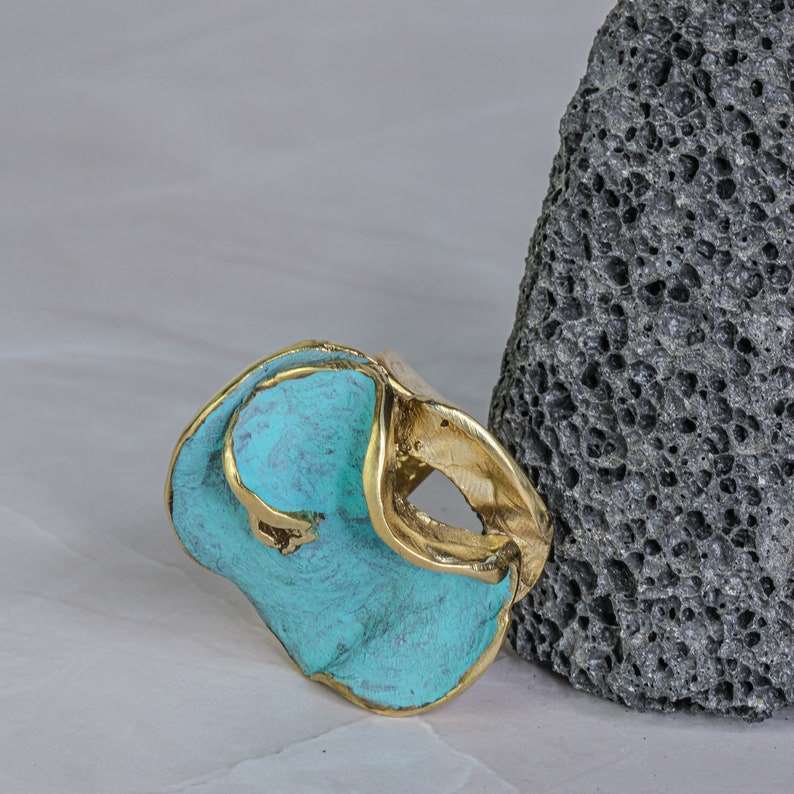 Sculptural Turquoise Ring | 100% Adjustable