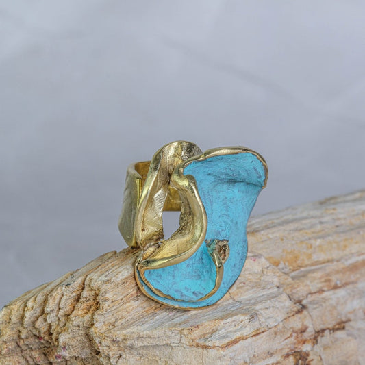 Sculptural Turquoise Ring | 100% Adjustable