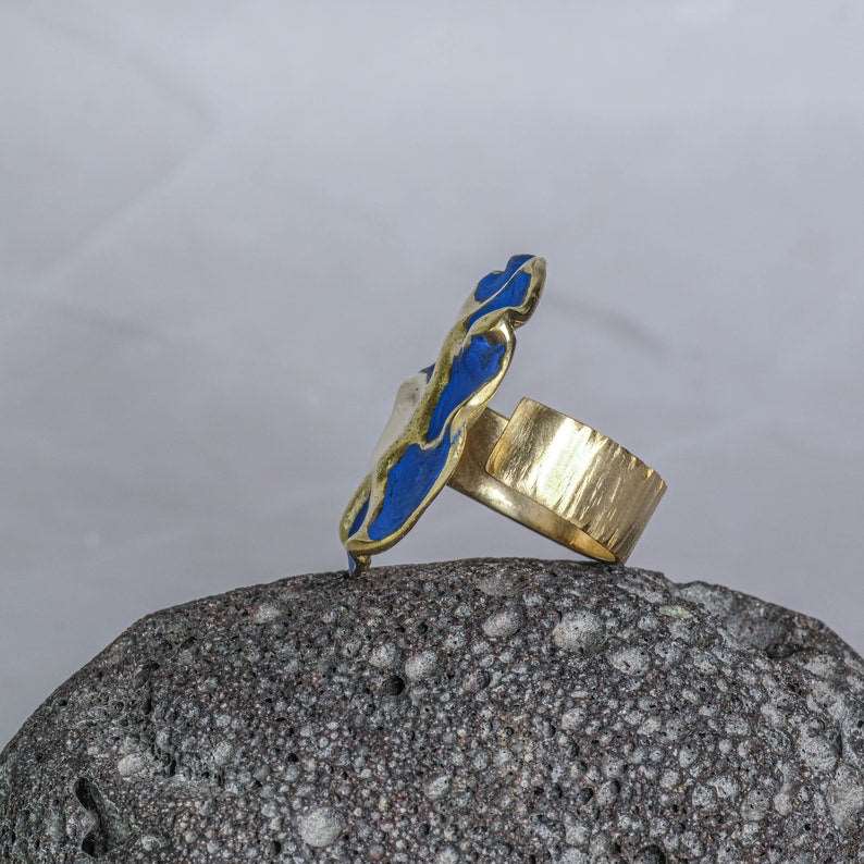 Blue Picasso Bronze Ring | 100% Adjustable