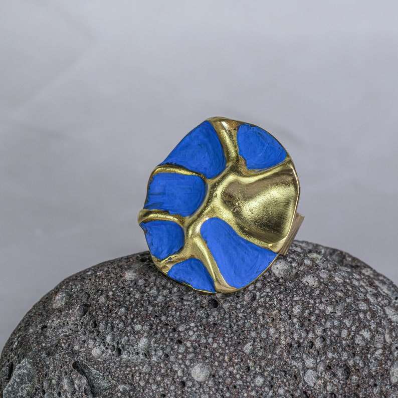 Blue Picasso Bronze Ring | 100% Adjustable