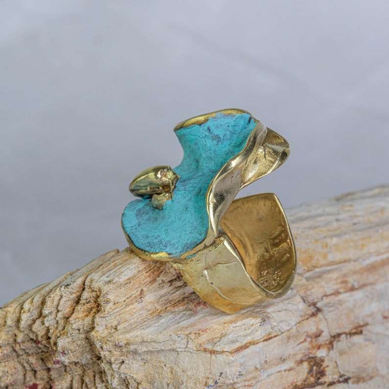 Sculptural Turquoise Ring | 100% Adjustable