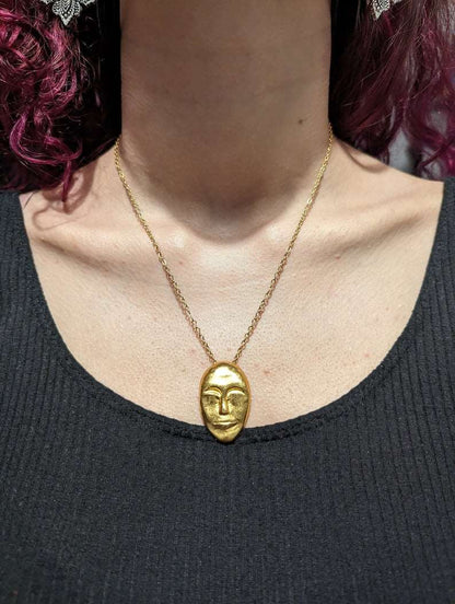 Antique Abstract Face Necklace