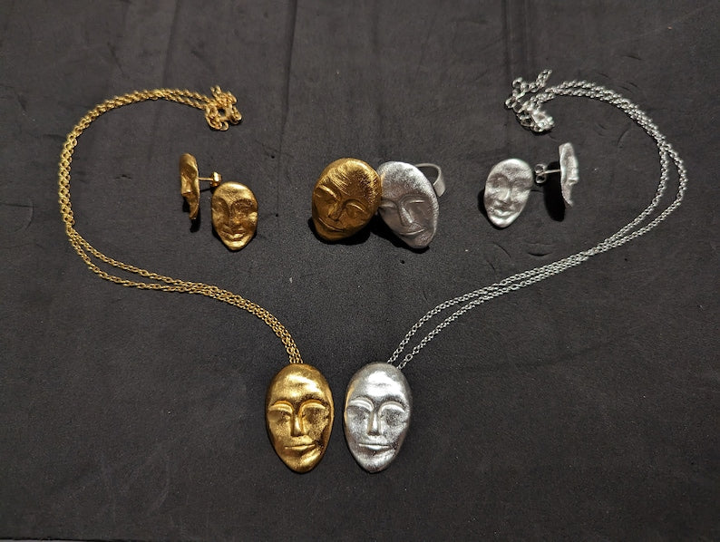 Antique Abstract Face Necklace - YuuJewels