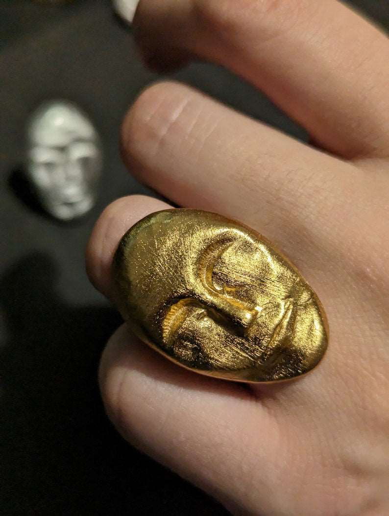 Antique Abstract Face Ring | 100% Adjustable