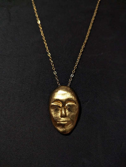 Antique Abstract Face Necklace