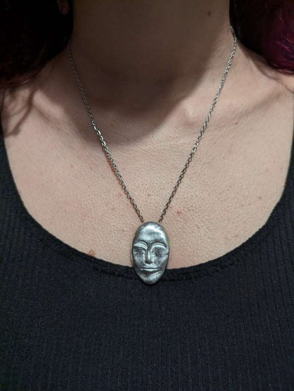 Antique Abstract Face Necklace