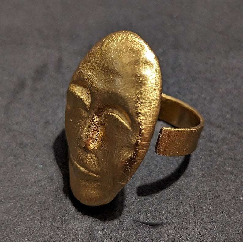 Antique Abstract Face Ring | 100% Adjustable