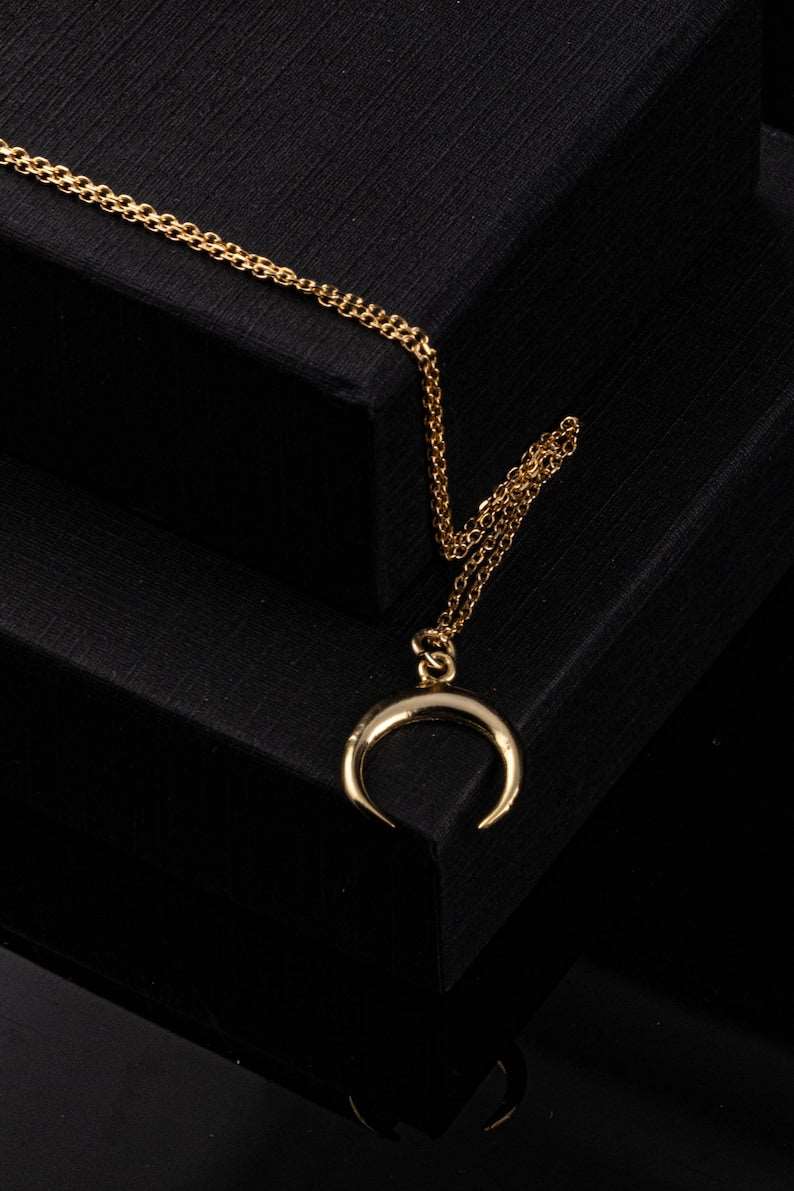 Crescent Moon Necklace 925 Silver | 2 Color Options