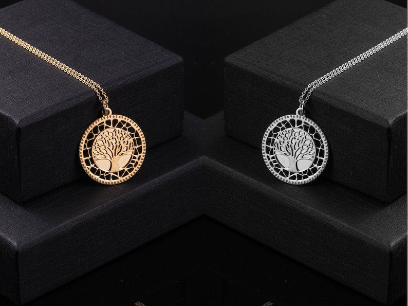 Tree of Life Pendant Necklace 925 Silver | 2 Color Options - YuuJewels