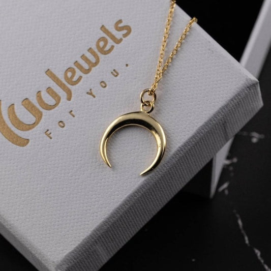 Crescent Moon Necklace 925 Silver | 2 Color Options - YuuJewels