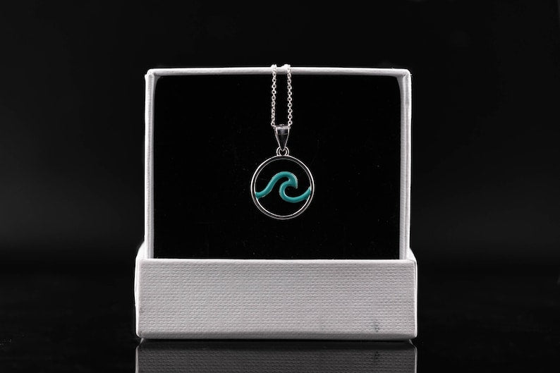 Blue Wave Circle Pendant Necklace 925 Silver | 2 Color Options - YuuJewels