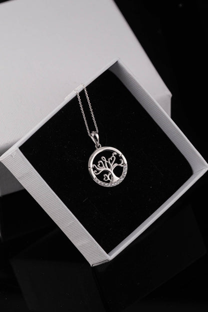 Tree of Life With Zirconia Necklace 925 Silver - YuuJewels