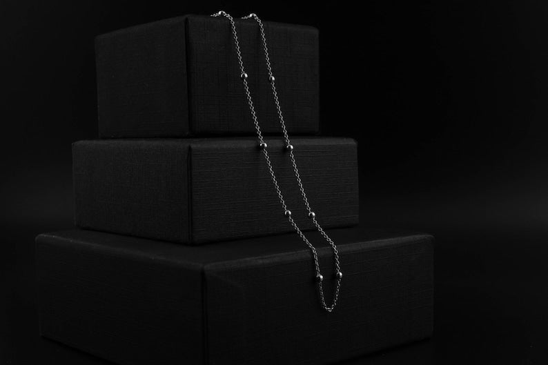 Ball Chain Satellite Necklace 925 Silver | 2 Color Options - YuuJewels