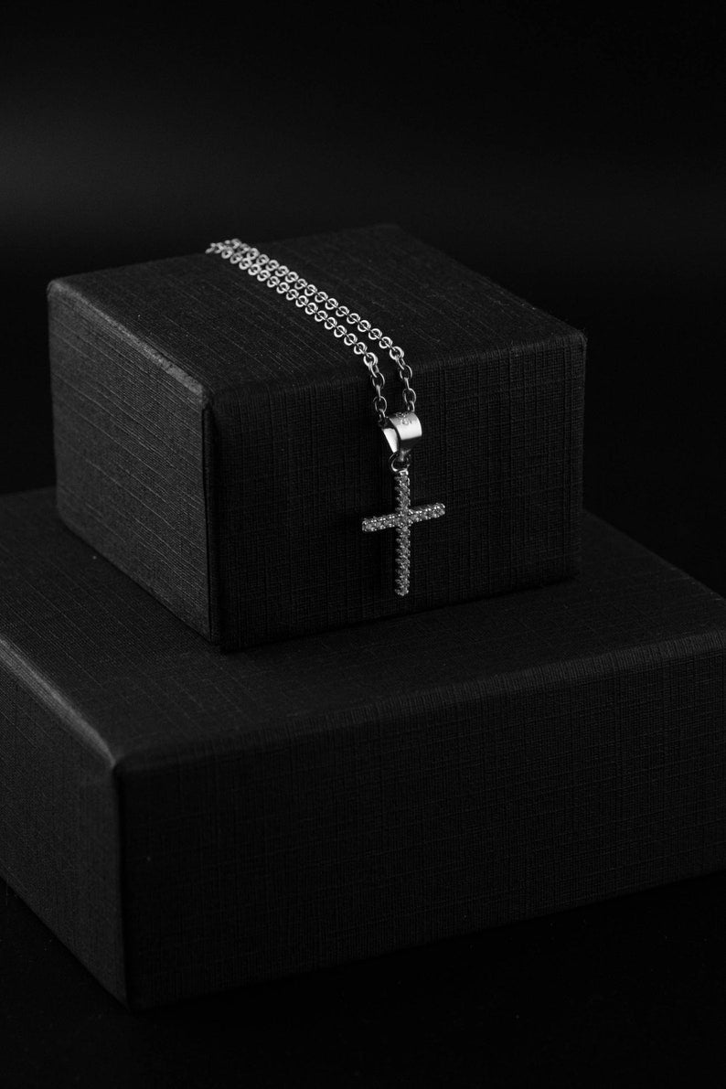 Zirconia Cross Necklace 925 Silver | 2 Color Options - YuuJewels