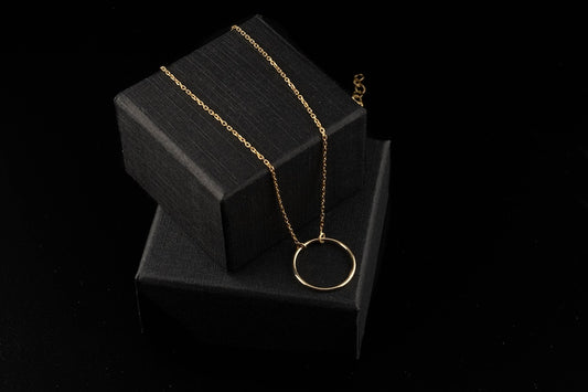 Minimalist Gold Circle Necklace 925 Silver