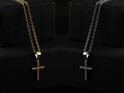 Zirconia Cross Necklace 925 Silver | 2 Color Options - YuuJewels