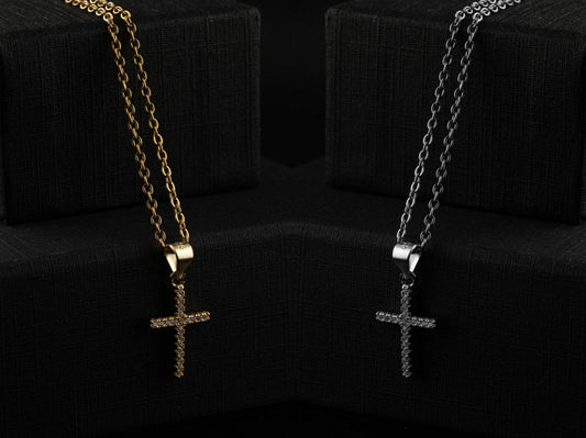 Zirconia Cross Necklace 925 Silver | 2 Color Options